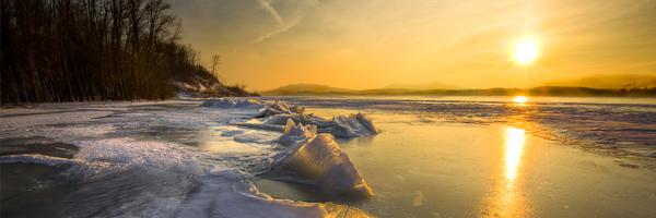 Lake Champlain. Photo: Jay Parker Lake Champlain sunset in winter